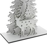 31x17cm Yılbaşı Dekor Demonte Çam Ahşap Ağaç ve Geyik