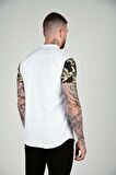 SikSilk S/S Grandad Collar Oxford Shirt - White & Gold