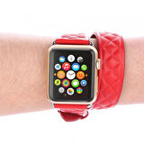 Ally Apple Watch 7-8 45mm 6-5-4 44mm Çift Tur Deri Kayış Kordon H- Model 3-2-1 42mm