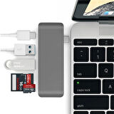 5in1 Usb-C Hub 3.0 Type-C Şarj Kart Okuyucu Type-C Adaptör (Gri)