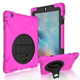 Ally İPad 2-İPad 3-İPad 4-Shockproof 3 Katmanlı Standlı Zırh Kılıf PEMBE