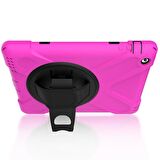 Ally İPad 2-İPad 3-İPad 4-Shockproof 3 Katmanlı Standlı Zırh Kılıf PEMBE