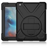 Ally İPad 2-İPad 3-İPad 4-Shockproof 3 Katmanlı Standlı Zırh Kılıf SİYAH