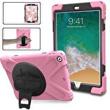 Ally İpad Pro 10.5, 3 Katmanlı Standlı Zırh Kılıf-Shockproof Case PEMBE
