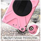 Ally İpad Pro 10.5, 3 Katmanlı Standlı Zırh Kılıf-Shockproof Case PEMBE