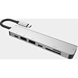 TYPE C USB 3.1 7 İN1 ADAPTÖR 4K HMİ-2*USB 3.0 SD-MİCROSD KART OKUYUCU-2*TYPE C