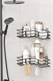 Yapışkanlı 2 Adet Banyo Köşeliği Köşe Rafı Duş Şampuanlık Duvar Düzenleyici OrganizerRaf Siyah Metal