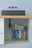 2 Katlı Evye Tezgah Altı Raf Banyo Mutfak Dolabı Çok Amaçlı Düzenleyici Deterjanlık Organizer 20x40