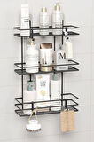 Ömür Boyu Paslanmaz Yapışkanlı 3 Katlı Banyo Rafı Duş Şampuanlık Duvar Düzenleyici Organizer
