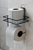 Yapışkanlı Tuvalet Kağıtlığı Tutacağı Askısı Mat Siyah Metal Tuvalet Kağıtlık