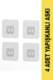 7x7 CM Süper Güçlü Yapışkanlı Banyo Askısı Yedek 4 Adet Sticker Raf Tutucu Askı