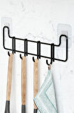 Yapışkanlı Mutfak Askısı Siyah Metal Askılık  Duvar Askı Organizer Tezgah Üstü Düzenleyici