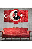Zevahir 5 Parça Mdf Atatürk Ve Türk Bayrağı Tablosu