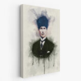 Atatürk Portre Tablosu Mustafa Kemal Atatürk Dikdörtgen Dekoratif Kanvas Tablo-CZ-77