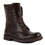 Sail Laker's Yuvarlak Burun Orta Topuk Bağcıklı Günlük Kahverengi Klasik Bot Deri