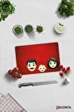 Cam Kesme Tahtası - Cam Kesme Tablası | Emoji Ailesi Anne & Baba & Çocuk | 20cm x 30cm