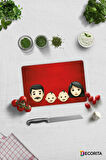 Cam Kesme Tahtası - Cam Kesme Tablası | Emoji Ailesi Anne & Baba & Çocuklar | 20cm x 30cm