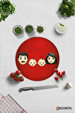 Cam Kesme Tahtası - Cam Kesme Tablası | Emoji Ailesi | Anne & Baba & Çocuk | Çap32cm