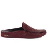 Sail Lakers - Bordo Deri Örgülü Erkek Terlik 