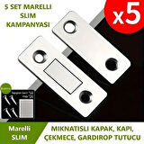 Marelli SLIM mıknatıslı kapak tutucu kapı, çekmece tutucu, çıt çıt 5 adet