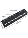 Alfalink 7 Port Adaptörlü Usb Hub Çoklayıcı USB 3.0 On Off Tuşlu