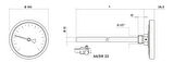 Pakkens Termometre 0-160 °C Çap 100 mm Daldırma Boyu 10 cm Arkadan Bağlantılı G 1/2 inç