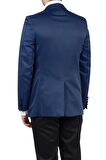 Saten Mono Yaka Astarlı Yelekli 6 Drop Slim Fit Dar Kesim Smokin Damatlık 1001190152 Lacivert