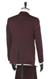 Desenli Armürlü Mono Yaka Astarlı Yelekli 6 Drop Slim Fit Dar Kesim Smokin Damatlık 1001190164 Bordo