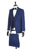 Gabardin Mono Yaka Astarlı Yelekli 6 Drop Slim Fit Dar Kesim Smokin Damatlık 1001190166 Lacivert