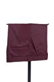 Desenli Armürlü Mono Yaka Astarlı Yelekli 6 Drop Slim Fit Dar Kesim Smokin Damatlık 1001195219 Bordo