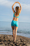 RUKOMAYO MAVİ RENK BEYAZ BİYELİ ŞORTLU FREESET LYCRA KUMAŞ BİKİNİ