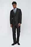 Gabardin Mono Yaka Astarlı 6 Drop Comfort Fit Rahat Kesim Takım Elbise 1001220010 Siyah