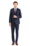 Gabardin Kırlangıç Yaka Astarlı 6 Drop Slim Fit Dar Kesim Takım Elbise 1001220011 Lacivert