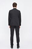 Desenli Armürlü Mono Yaka Astarlı Yelekli 6 Drop Slim Fit Dar Kesim Smokin Damatlık 1001220201 Siyah