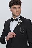 Armürlü Kırlangıç Yaka Tam Astar Yelekli 6 Drop Slim Fit Dar Kesim Smokin Damatlık 1001225178 Siyah