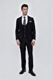 Mono Yaka Astarlı Yelekli 6 Drop Slim Fit Dar Kesim Takım Elbise 1001225186 Siyah