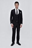 Mono Yaka Astarlı Yelekli 6 Drop Slim Fit Dar Kesim Takım Elbise 1001225186 Siyah
