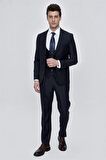 Mono Yaka Astarlı Yelekli 6 Drop Slim Fit Dar Kesim Takım Elbise 1001225186 Lacivert