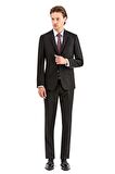 Gabardin Kırlangıç Yaka Astarlı 6 Drop Slim Fit Dar Kesim Basic Takım Elbise 1001230011 Siyah