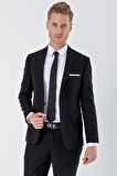 Gabardin Kırlangıç Yaka Astarlı 6 Drop Slim Fit Dar Kesim Basic Takım Elbise 1001235011 Siyah