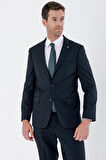 Gabardin Mono Yaka Likralı 6 Drop Comfort Fit Rahat Kesim Klasik Takım Elbise 1001235152 Koyu Lacivert