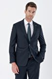 Gabardin Mono Yaka Likralı 6 Drop Comfort Fit Rahat Kesim Klasik Takım Elbise 1001235152 Koyu Lacivert