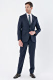 Gabardin Mono Yaka Likralı 6 Drop Comfort Fit Rahat Kesim Klasik Takım Elbise 1001235152 Lacivert
