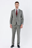 Desenli Mono Yaka 4 Drop Comfort Fit Rahat Kesim Klasik Takım Elbise 1001235162 Koyu Bej