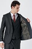 Kırlangıç Yaka Yelekli 6 Drop Slim Fit Dar Kesim Klasik Takım Elbise 1001235164 Koyu Antrasit