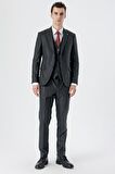 Kırlangıç Yaka Yelekli 6 Drop Slim Fit Dar Kesim Klasik Takım Elbise 1001235164 Koyu Antrasit