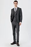 Açık Antrasit Kırlangıç Yaka Yelekli 6 Drop Slim Fit Dar Kesim Klasik Takım Elbise 1001235166