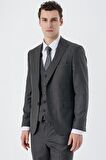 Açık Antrasit Kırlangıç Yaka Yelekli 6 Drop Slim Fit Dar Kesim Klasik Takım Elbise 1001235166
