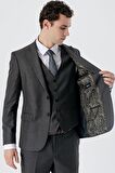 Açık Antrasit Kırlangıç Yaka Yelekli 6 Drop Slim Fit Dar Kesim Klasik Takım Elbise 1001235166