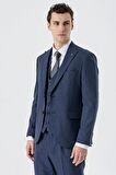 Kırlangıç Yaka Yelekli 6 Drop Slim Fit Dar Kesim Klasik Takım Elbise 1001235168 Koyu Lacivert